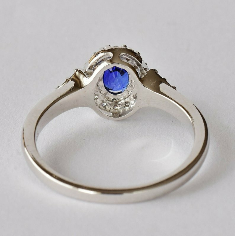 0.85Ct Simulated Diamond Engagement Ring 14K White Gold Plated Silver