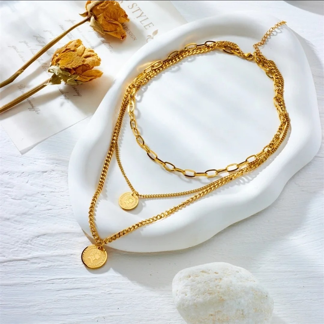 Chunky Multi-Layer Necklace Chain Queen Lady Choker Women Fashion Jewelry 103