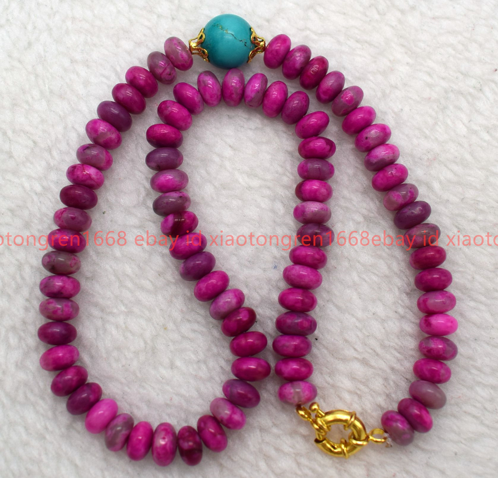 New 5x8mm Rose Red Crazy Agate & Turquoise Gems Rondelle Beads Necklace 16-26in