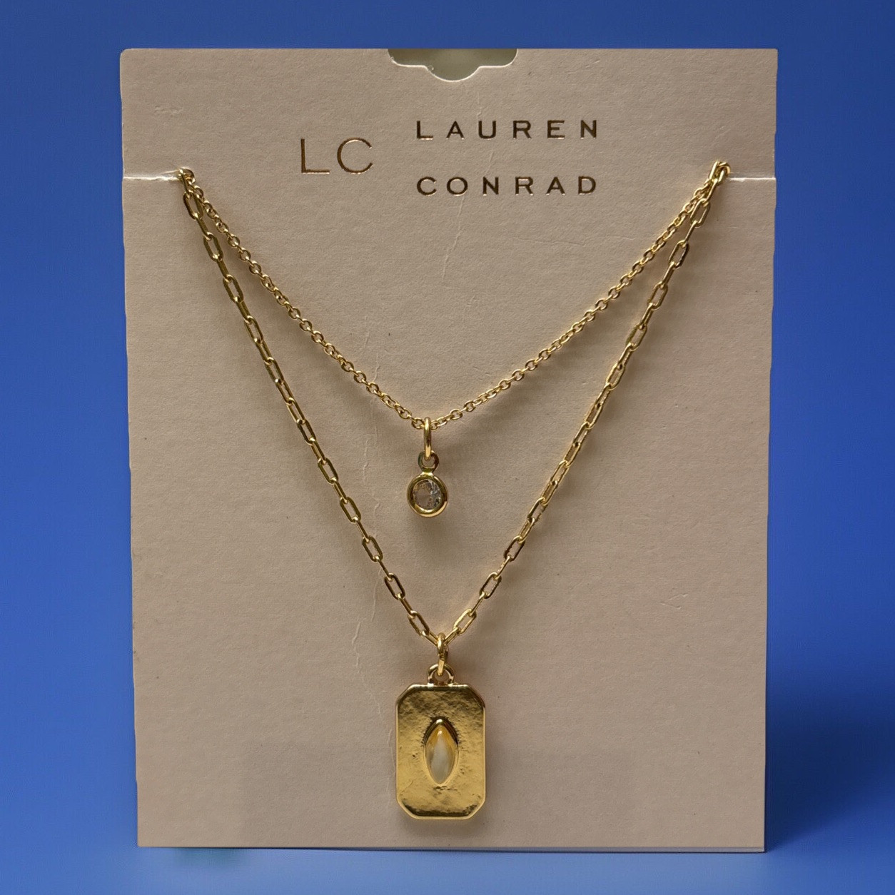 Lauren Conrad NWT 16” Gold Platted Necklace Cubic Zirconia Kohls Item