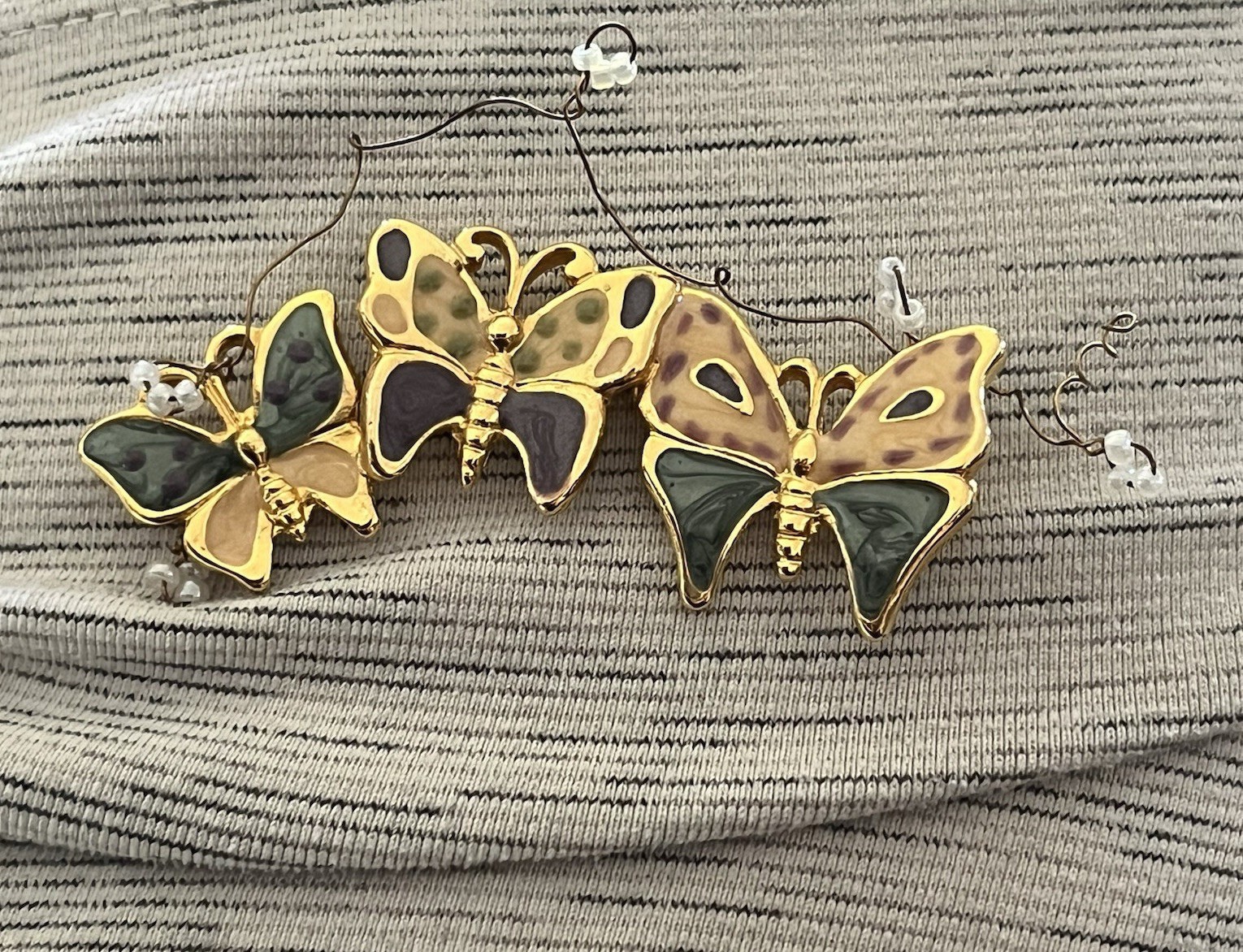 Vintage TC Tanya Creations Enamel Butterfly Brooch Pin Three Butterflies