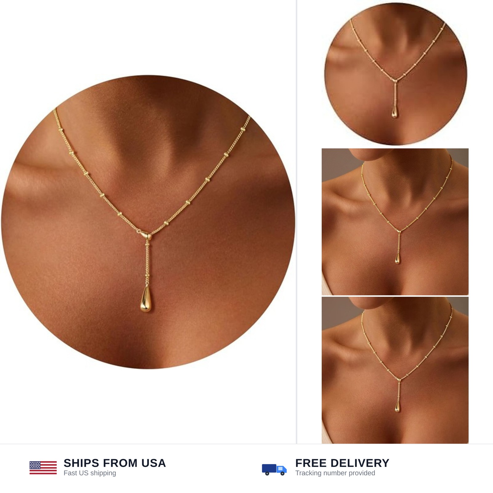 M MOOHAM Gold Necklace for Women Non Tarnish – Dainty 14K Gold Plated Beaded …