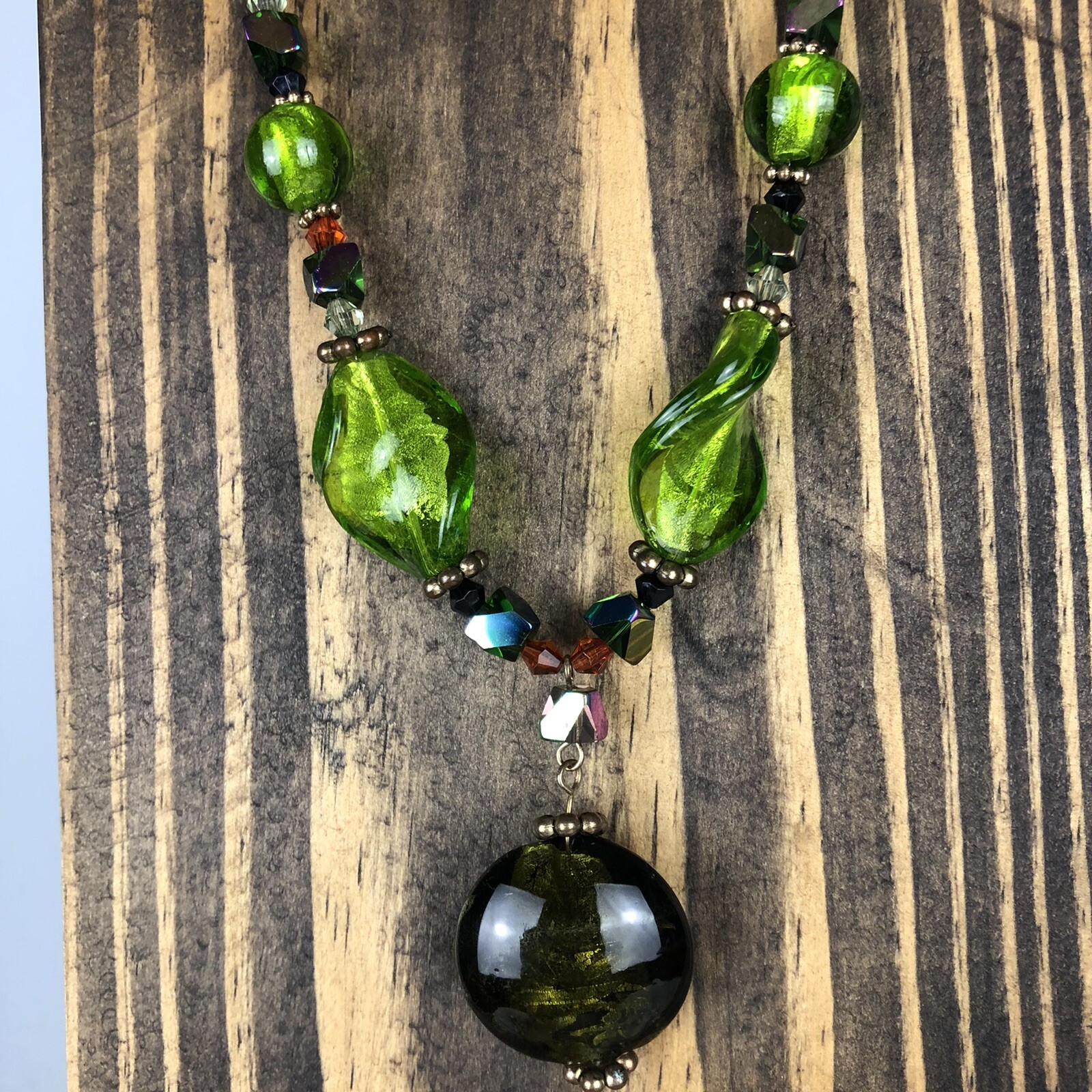 Green Multicolor Pendant Beaded Fashion Necklace