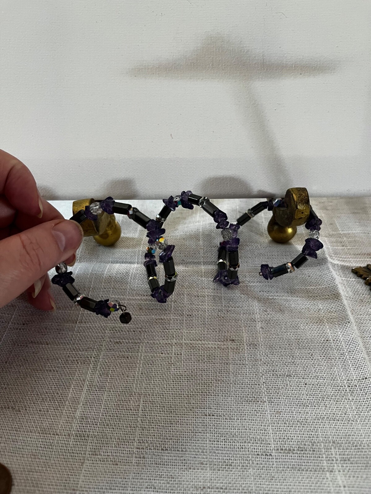 Hematite Scalloped Rectangle Round & Dark Purple Barrel Stretch Bracelet…