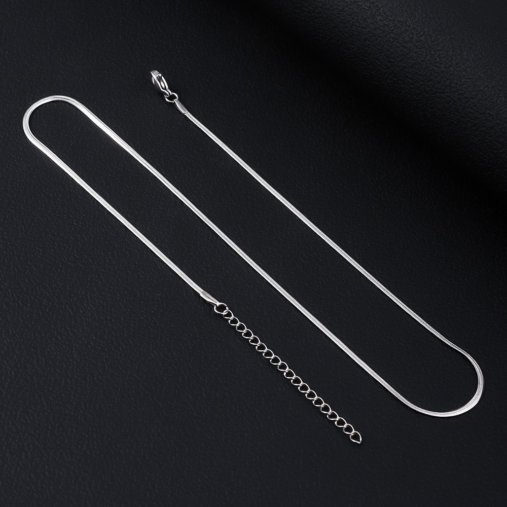 Stainless Flat Snake Chain Necklace Adjustable Thin Herringbone Choker Unisex