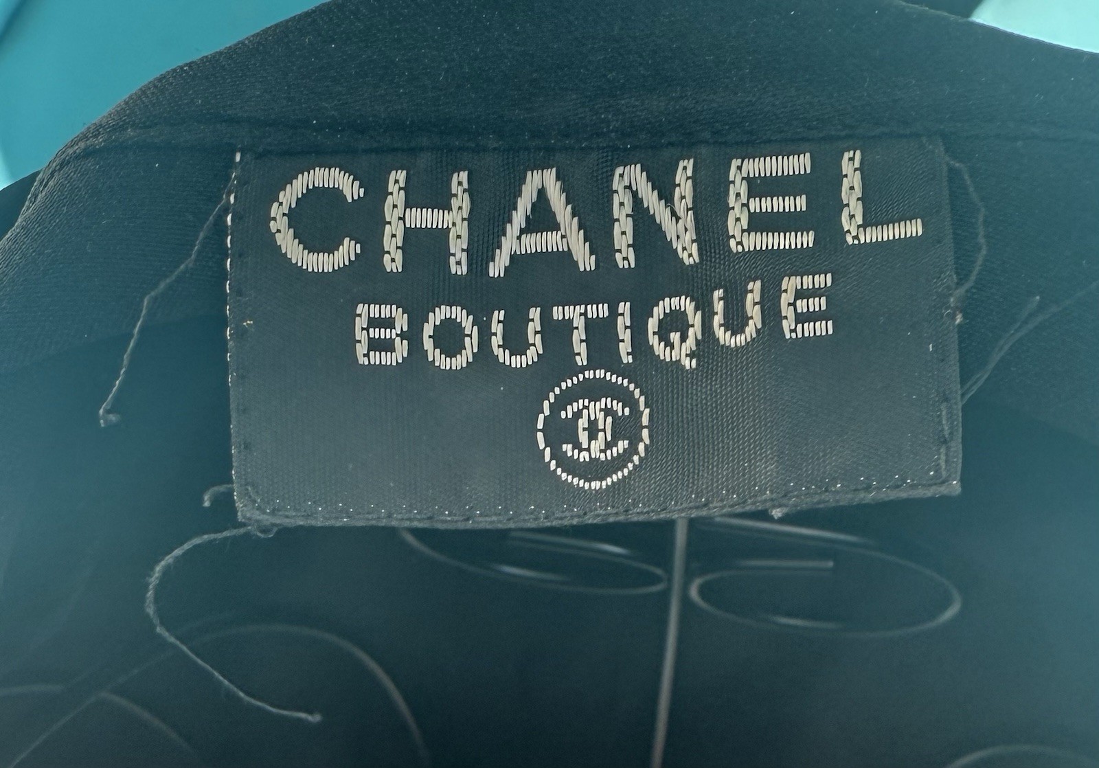 CHANEL Coco Mark Vintage Long Sleeved Black Silk Blouse