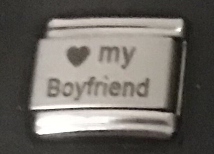 Heart Love My Boyfriend WHOLESALE LASER ITALIAN CHARM Link 9MM L1