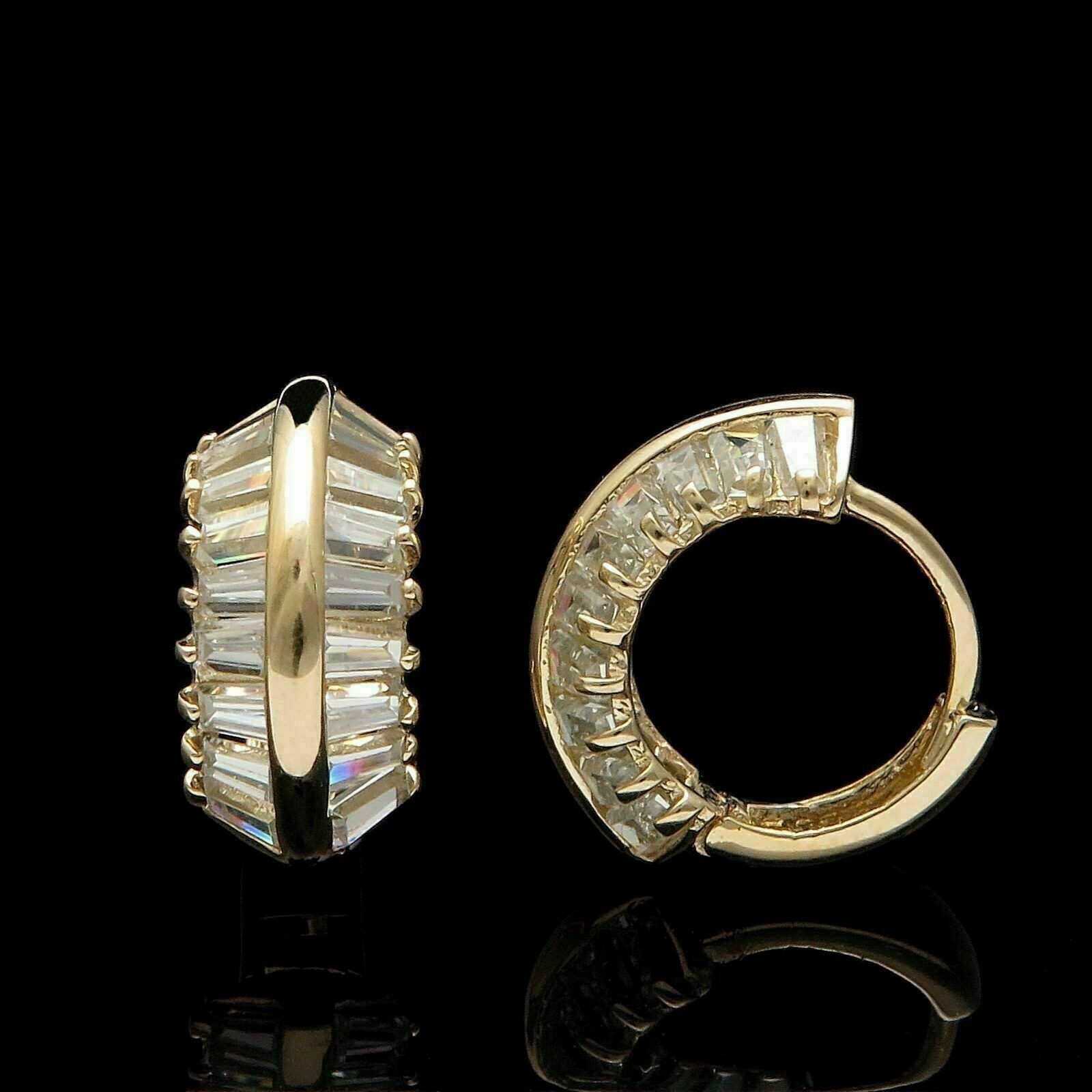 2Ct Baguette Cut Diamond 14K Yellow Gold Plated Women’s Pretty Huggie Earrings