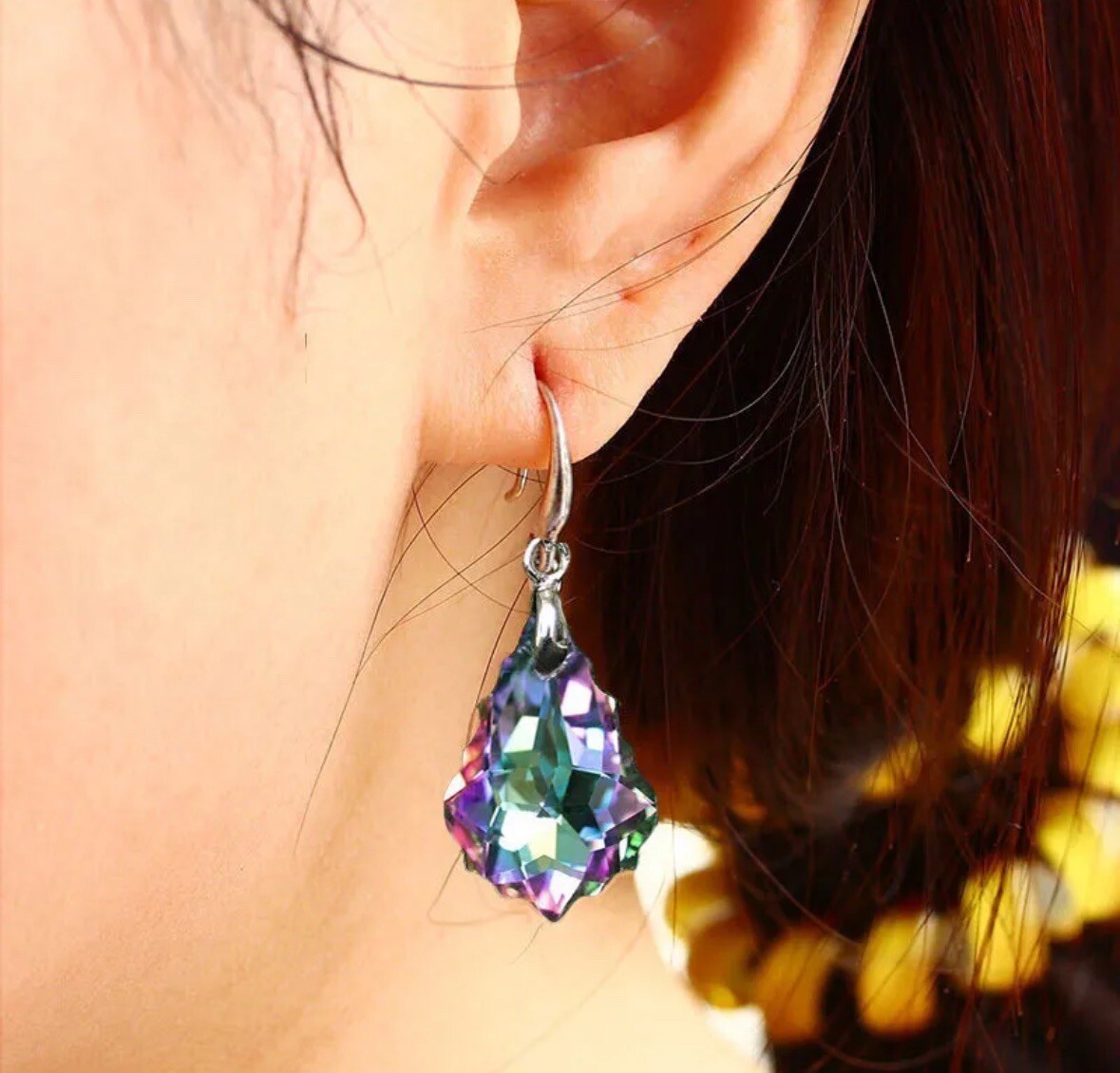 Boutique Silver Plated Rainbow Topaz Crystal Drop Dangle Women’s Earrings 🎀