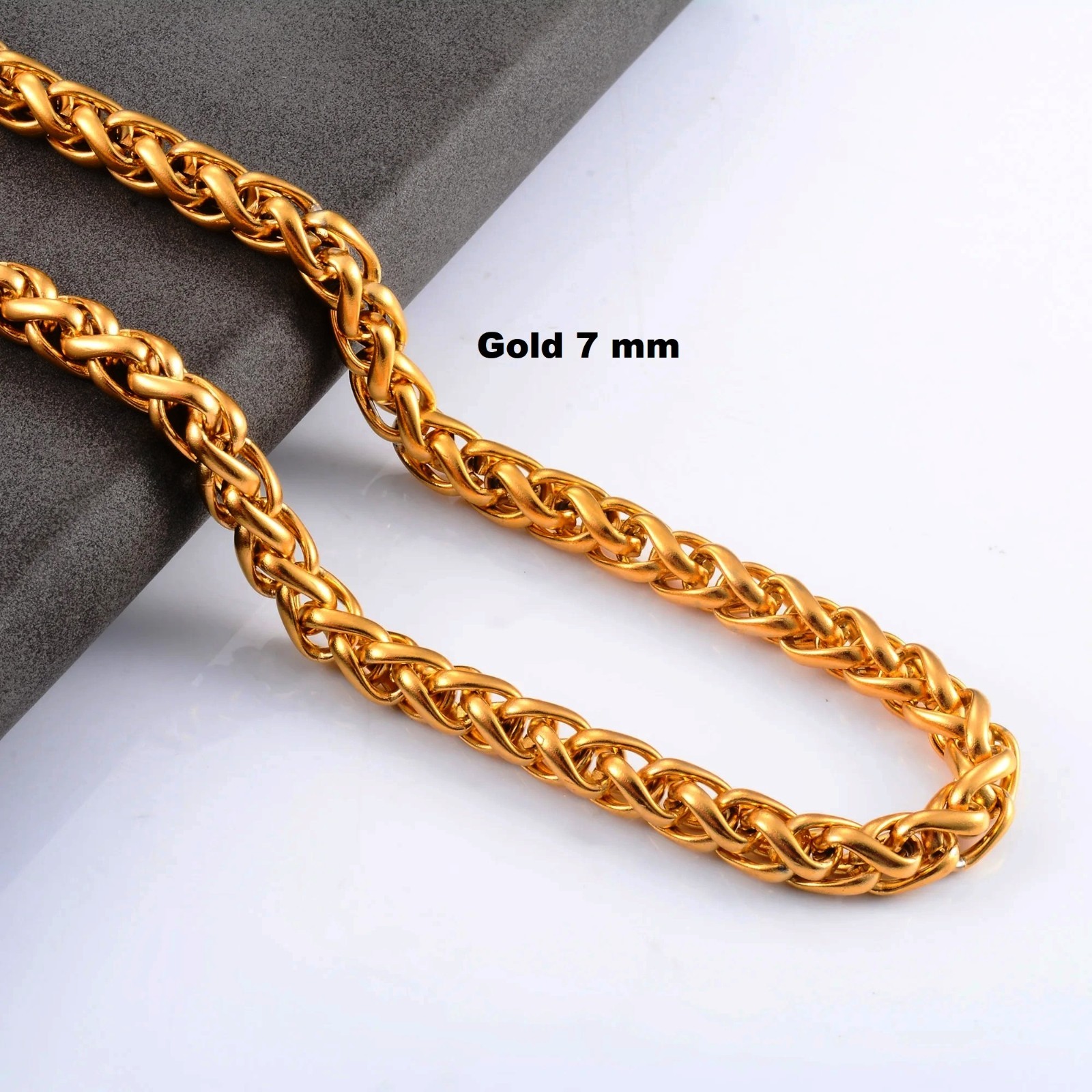 Foxtail Waterproof Necklace Silver/Gold Men Women, Braided Chain Stainless Steel
