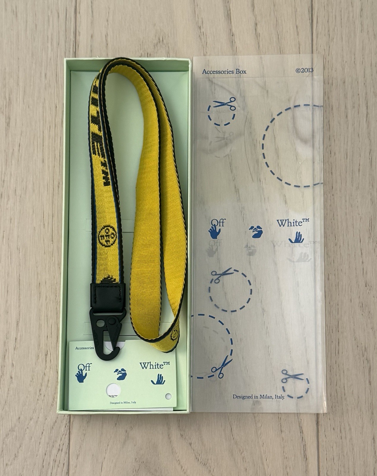 Authentic Original Box $125 Off White Industrial Necklace/Keychain Black Yellow