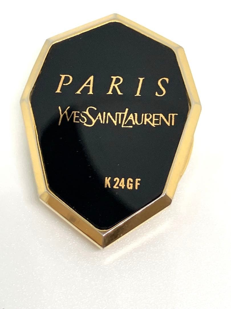 Yves Saint Laurent Necklace Brooch K24GF Gold Black Onyx 3.6cm x 2.5cm