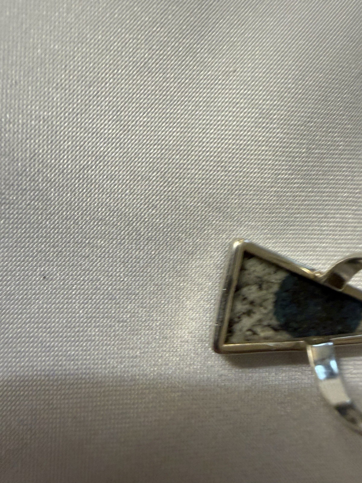 k2 Stone Ring. Large Sterling Ring (White Granite With Varied Blobs Of Azurite)