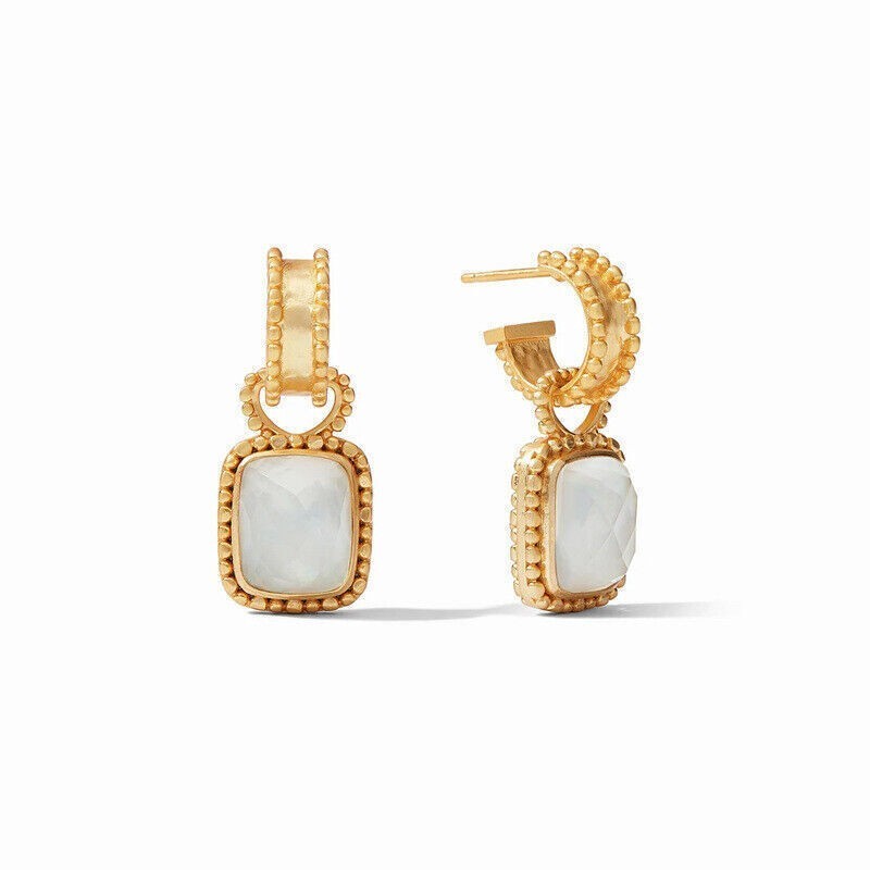 Julie Vos Gold Marbella Square Shell Freshwater Pearls Earings Elegance