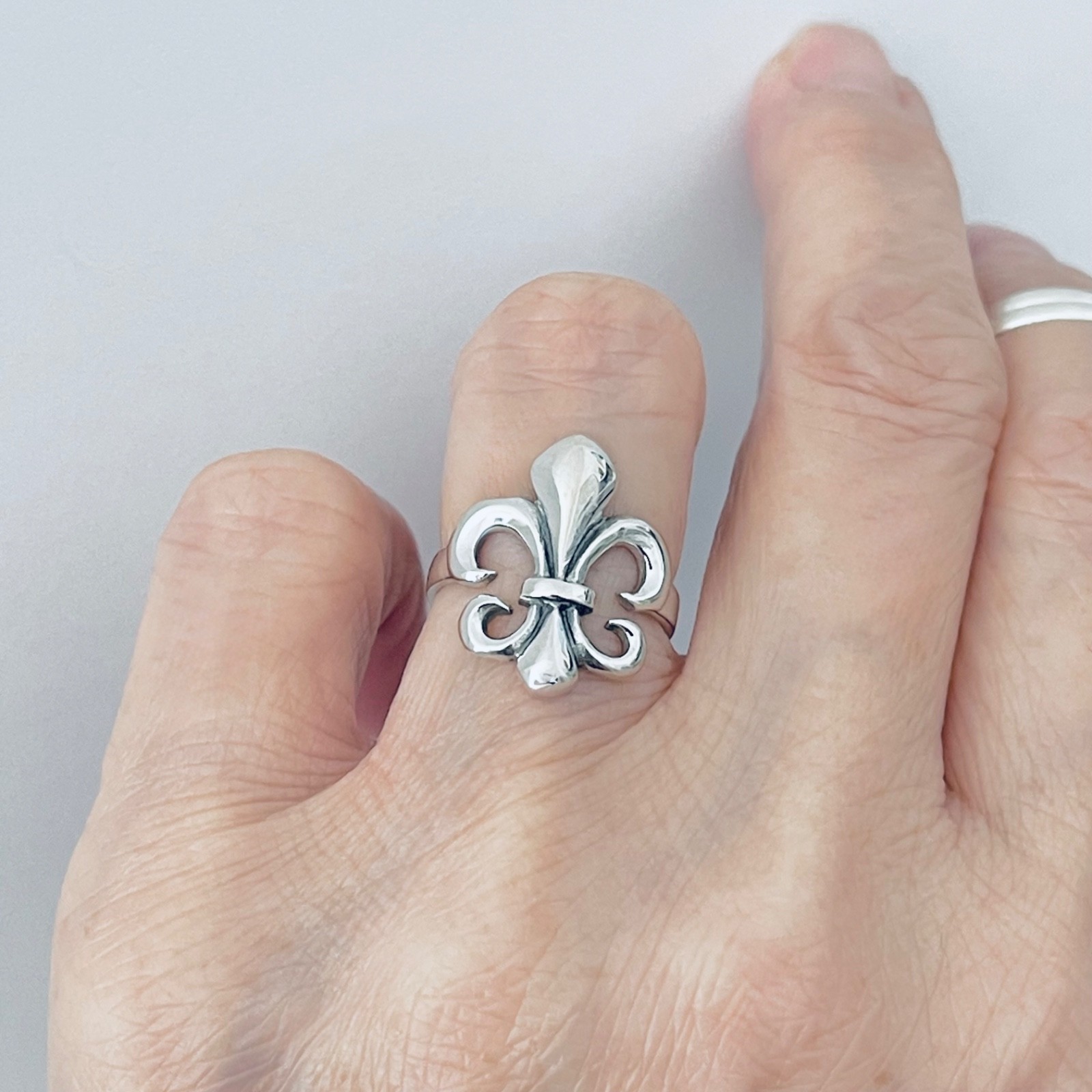 Sterling Silver Fleur De Lis Ring, Saints, Silver Rings, Lily Flower, France