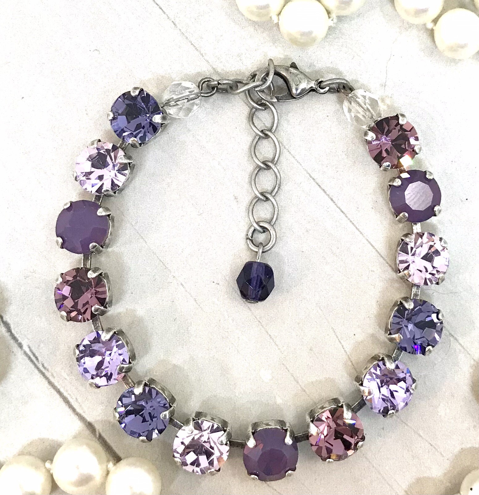 Purple Amethyst Opal Cup Chain Bracelet, Purple Amethyst Opal Tennis Bracelet