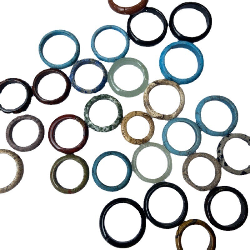 20pcs Wholesale Ring Jewelry Natural Agate Gemstone Mix Colorful Rings Lots