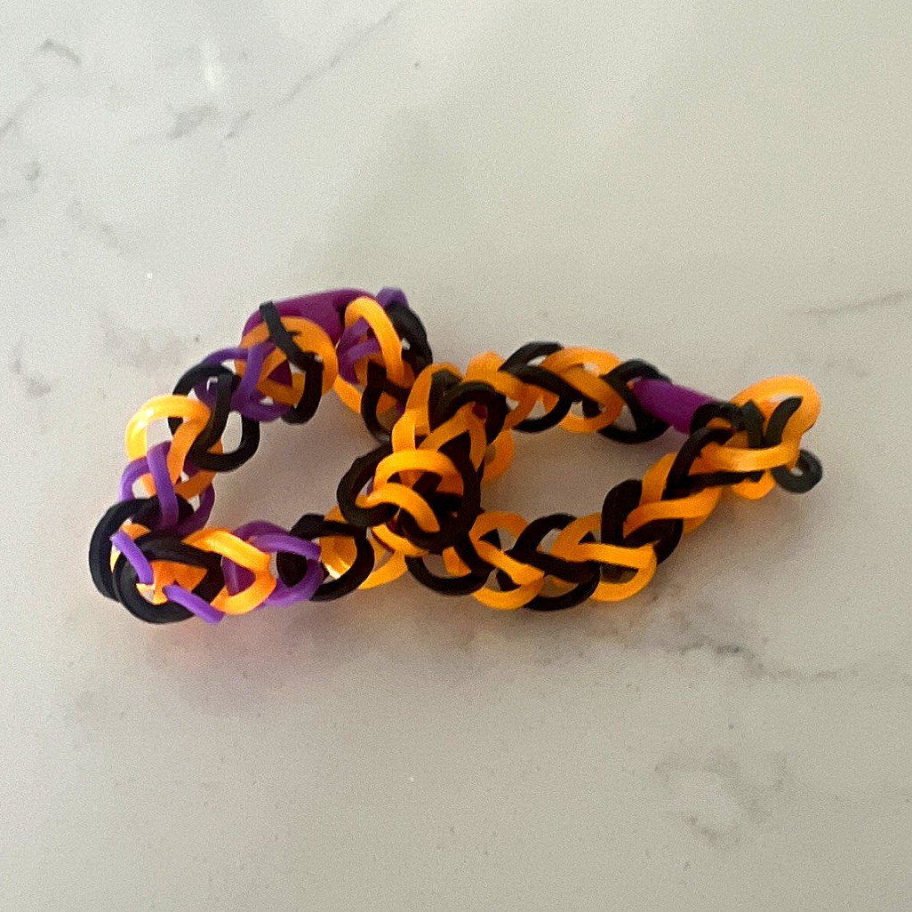 Braided Rubber Band Bracelet Orange Purple Black Stretch No Closure Sizable
