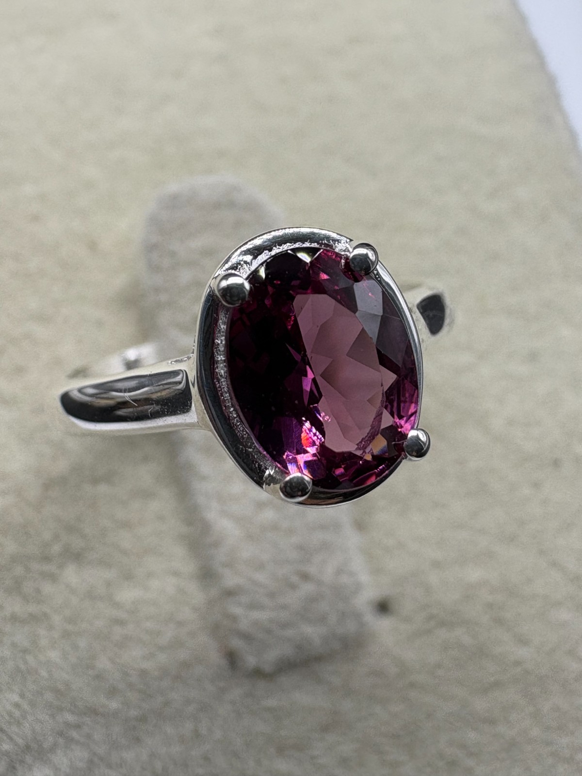 Pink Malaya Garnet Ring, Sterling Silver, Minimalist Jewelry