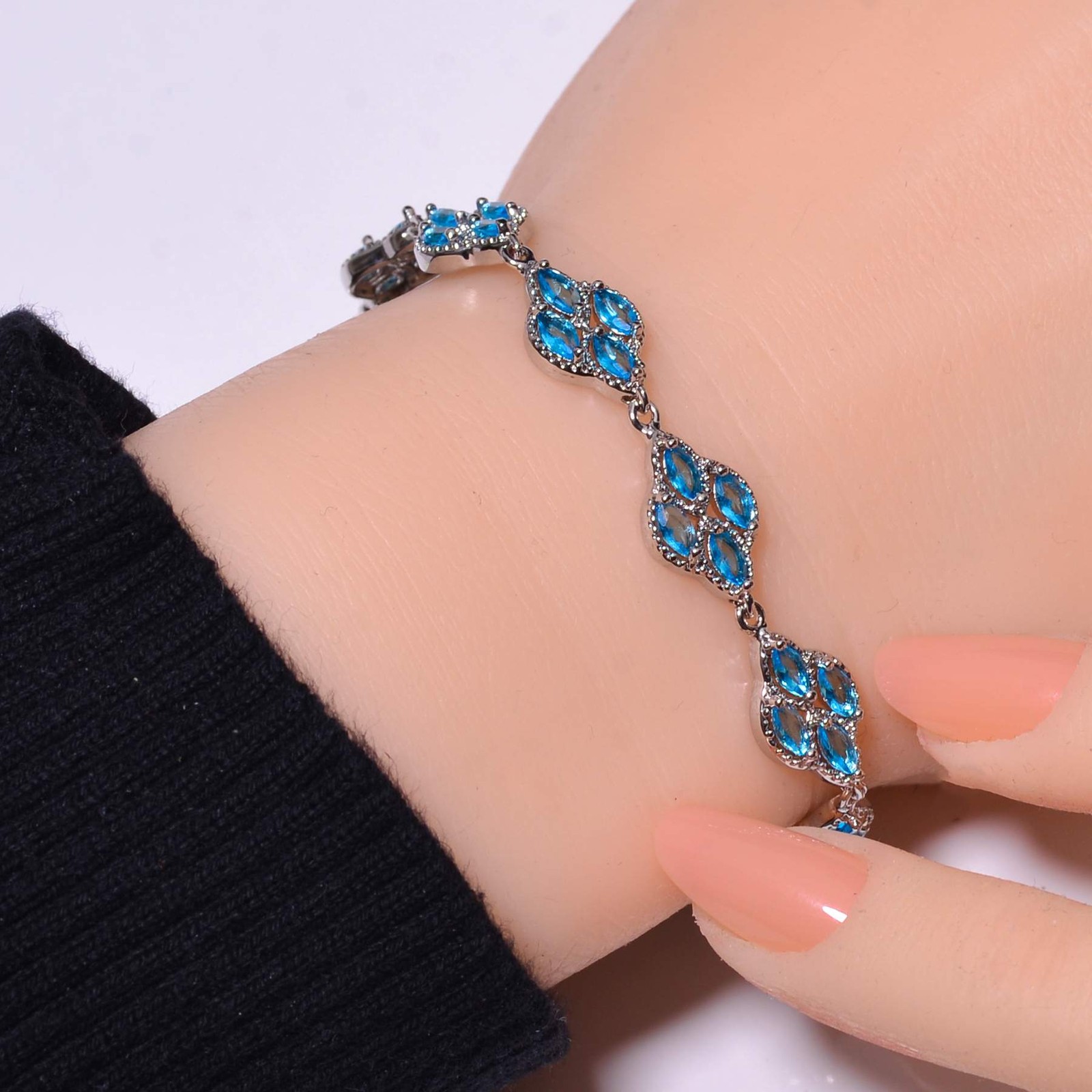 London Blue Topaz 925 Sterling Silver Tennis Bracelet 8.99″ B_9734_683_17