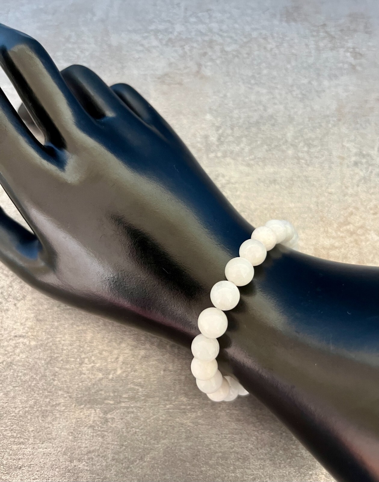 WHITE MOONSTONE Bracelet Stretchy Handmade +Gift Bag & Card Crystal Gemstone 8mm