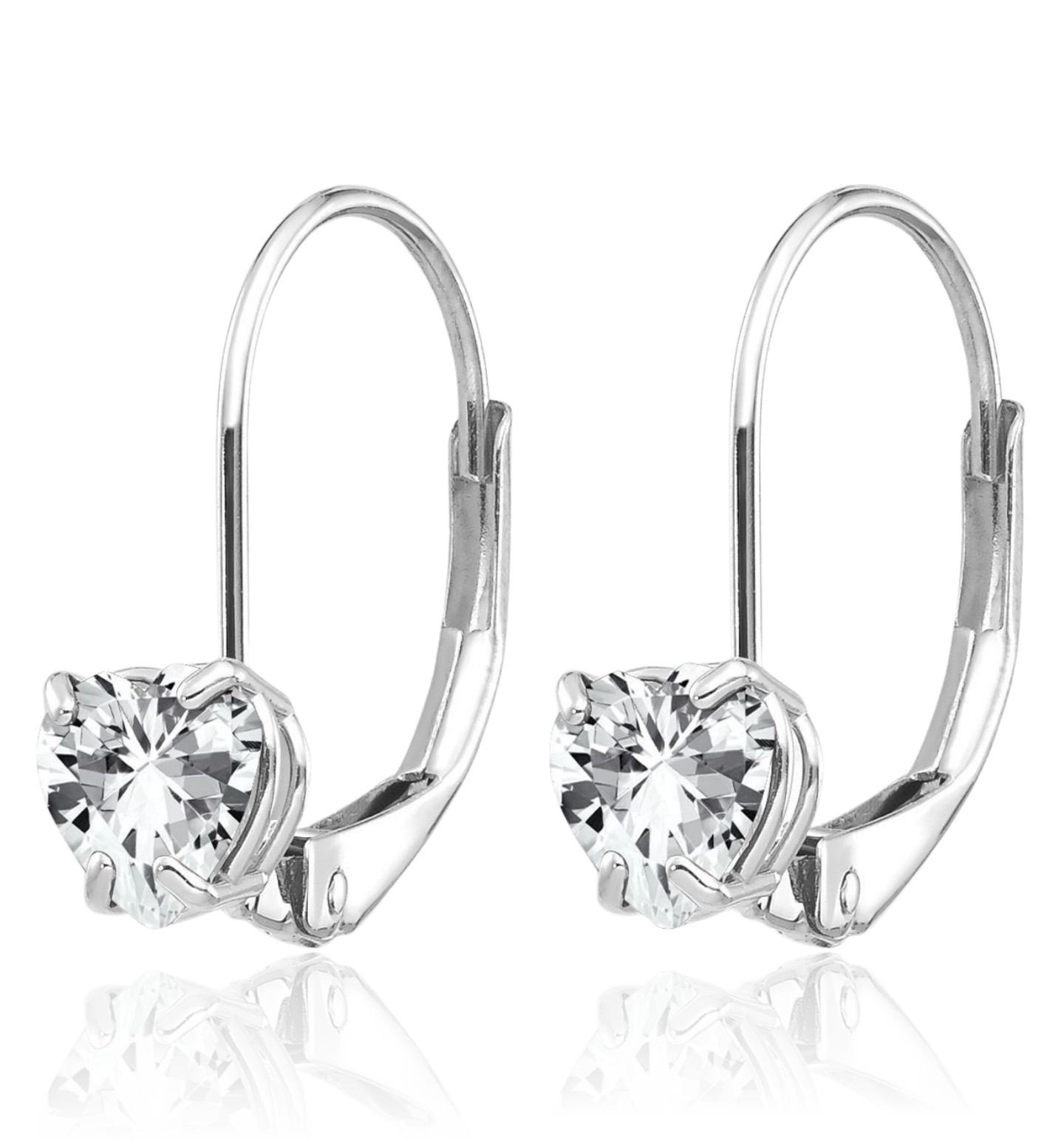 14K Solid White Gold 0.50 ct Cubic Zirconia Small Drop Earrings 17mm 5/8 inch