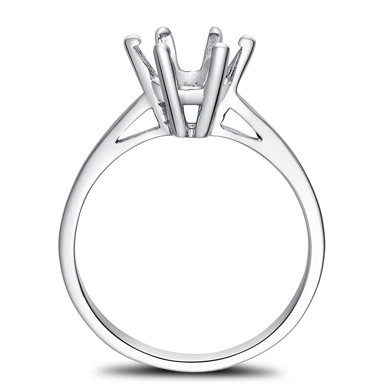 Prong Setting Round 7.5mm Semi Mount Empty Ring No Plated Sterling Silver 925