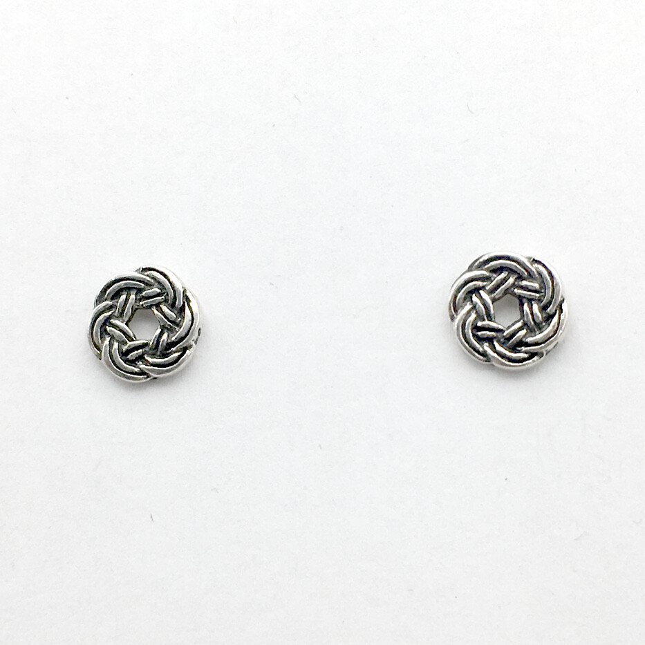 Sterling Silver Round Celtic Knot stud earrings- knots, studs, 3/8 inch diameter