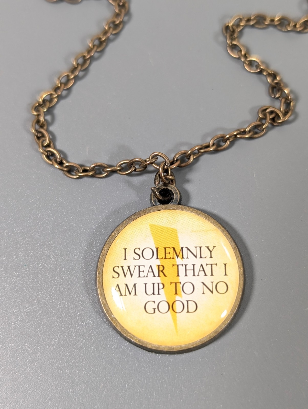 Harry Potter Necklace I Solemnly Swear I’m Up To No Good Bronze Tone 22 in