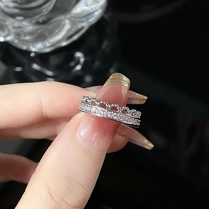 Sterling Silver Ring Open Heart Stackable Wedding Adjustable Unisex Jewelry