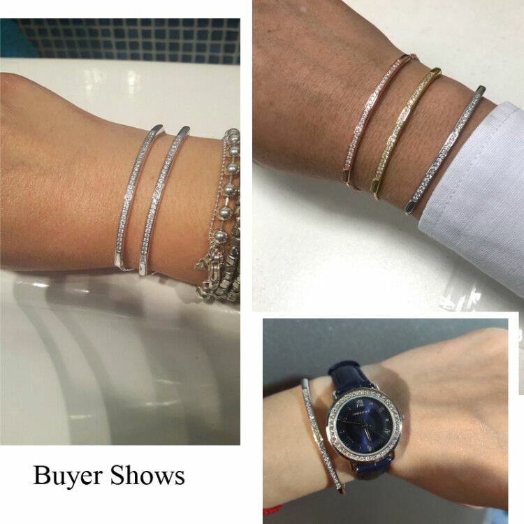 CWWZircons Adjustable CZ Rose Gold Bracelet Bangle for Women Fashion Jewelry