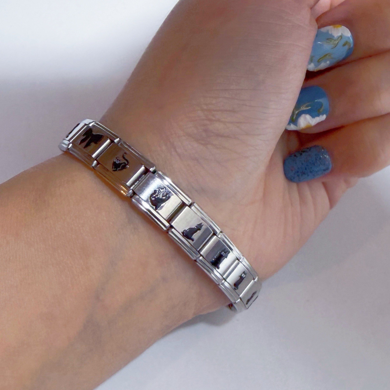 Black Cat Italian bracelet compatible with all designs Italian charm bracelet