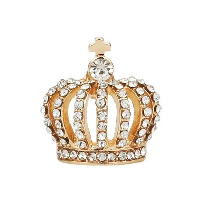 Crystal Crown Lapel Pin Brooch for Men Women Suit Shirt Collar Badge Gift