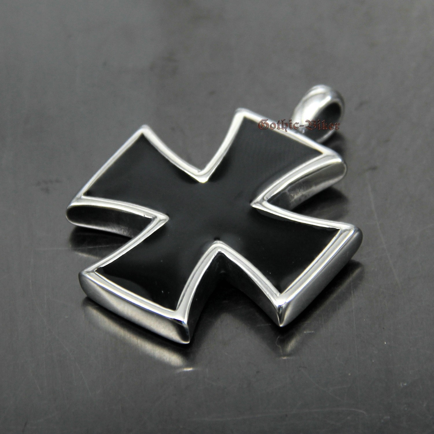Large German Iron Cross Stainless Steel Pendant Knight Templar Black/Red Enamel