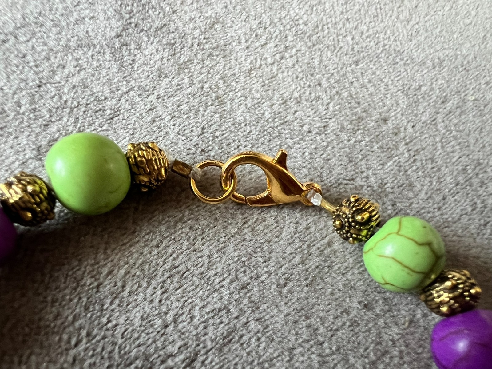 handmade unelastic multicolur unique flower stone beads & gold accents bracelet