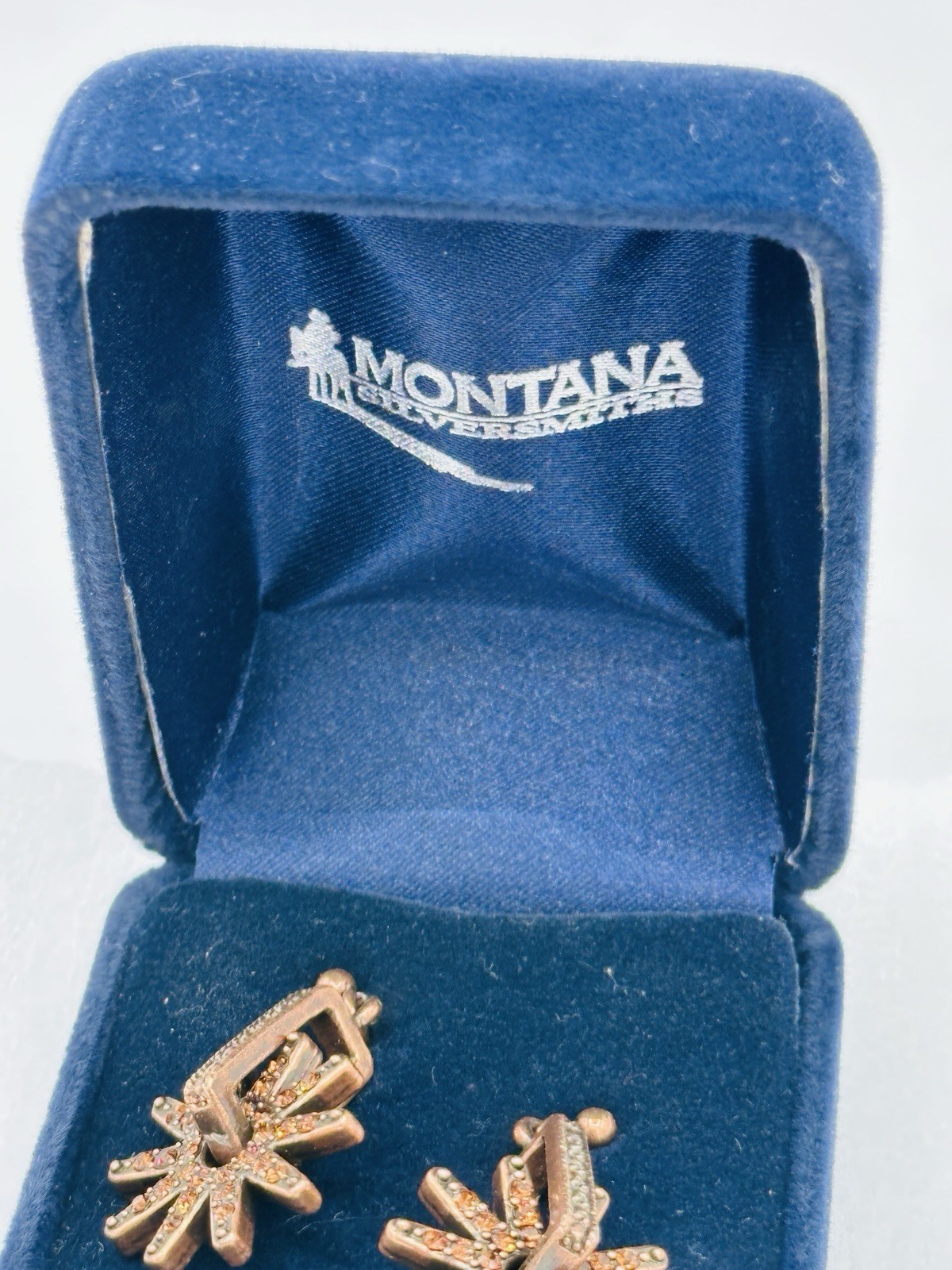 Western Crystal Spur Dangle Earrings Montana Silversmiths Copper Tone