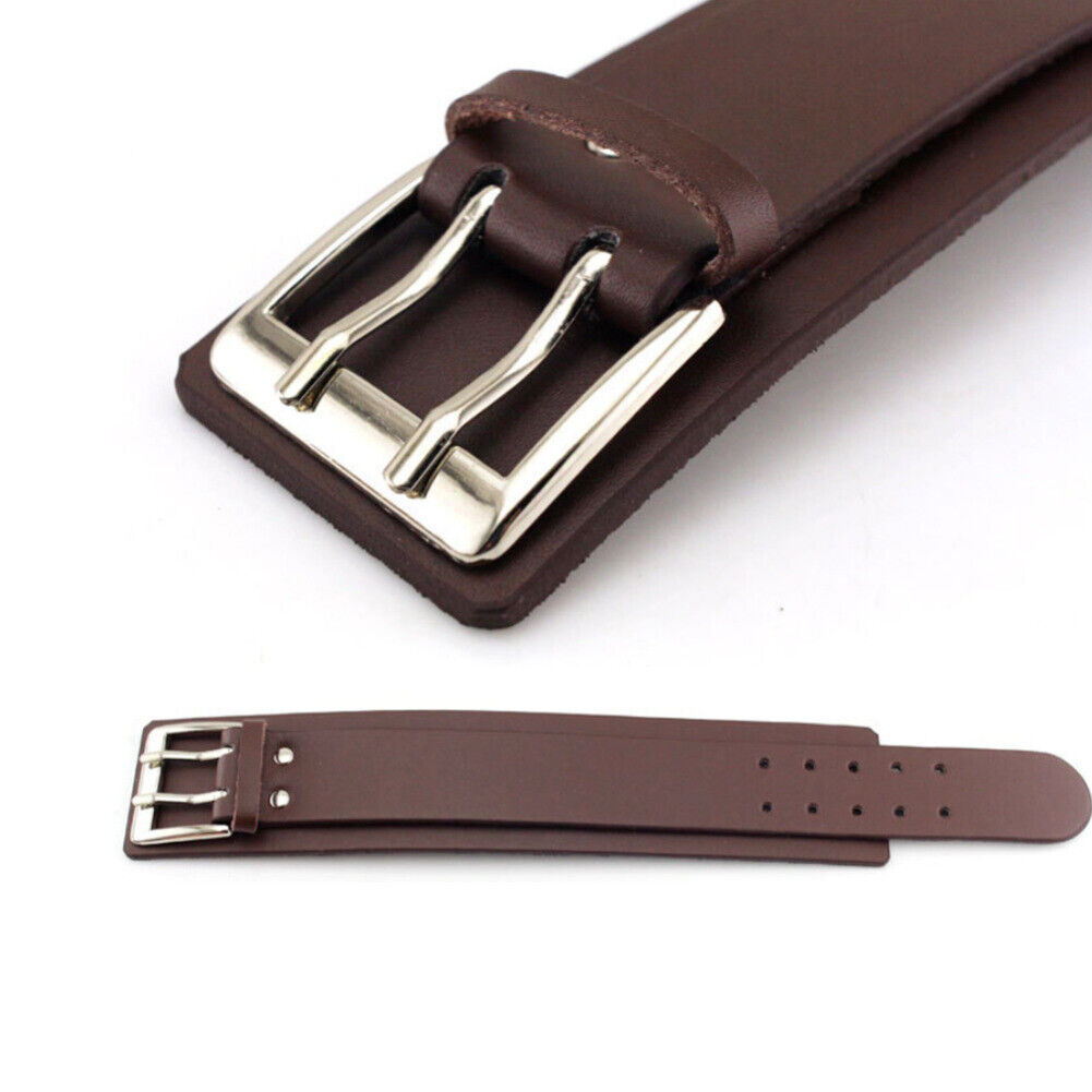 Men’s Punk Wide Leather Wrist Cuff Wrap Bangle Bracelet Wristband Adjustable