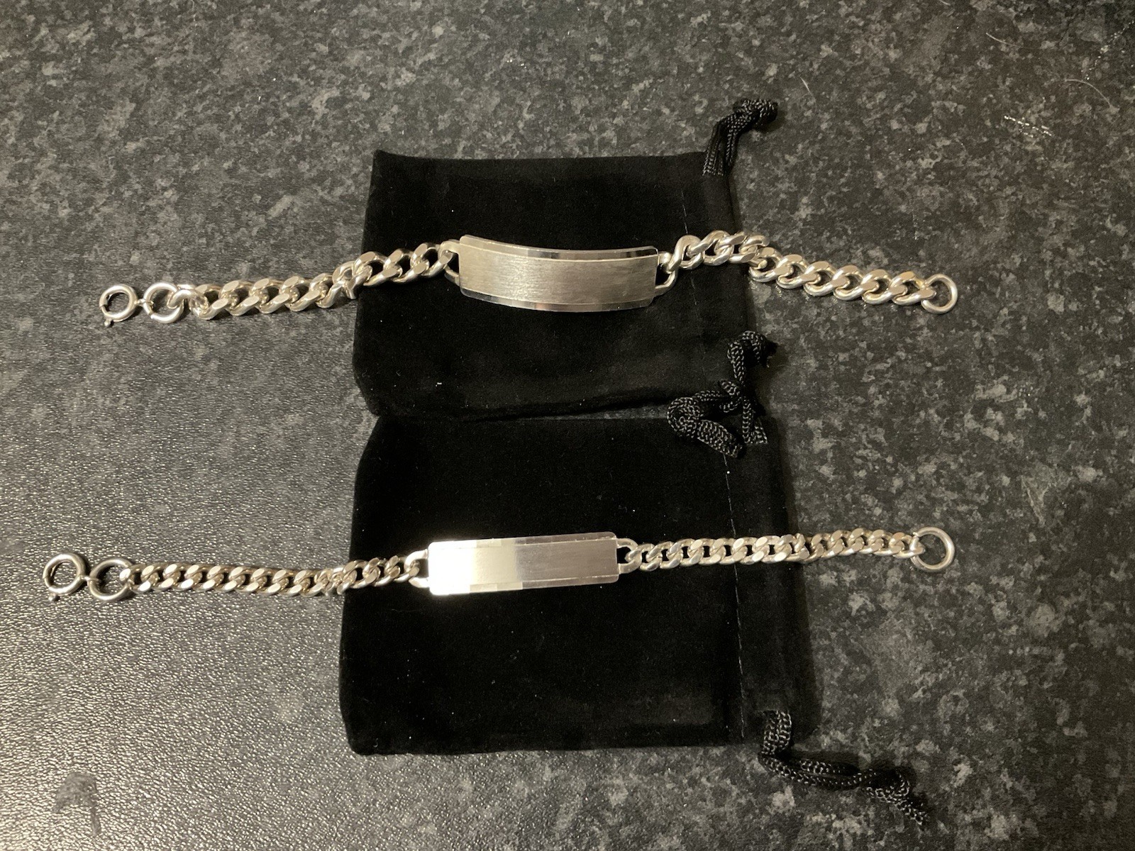 His And Hers Vintage EPNS Diamond Cut Identity Bracelets Made In Great Britain
