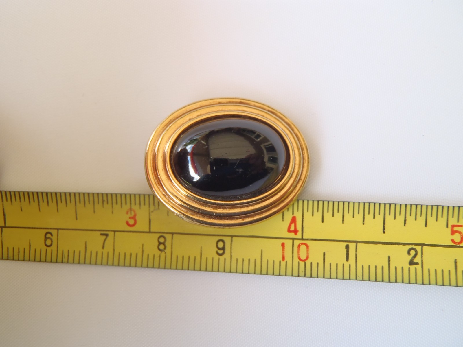 Vintage Lanvin Germany Oval Black Gold Tone Clip on Earrings