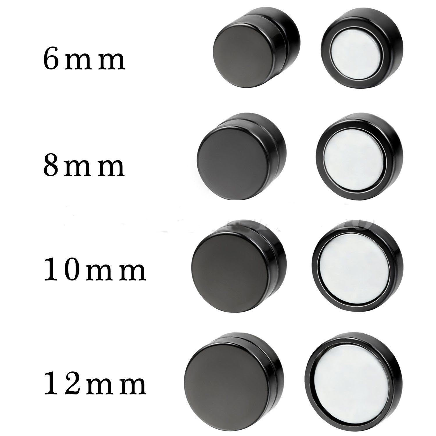 1 Pair Mens Women Non Piercing Ear Stud Clip On Round Magnetic Earrings Black US