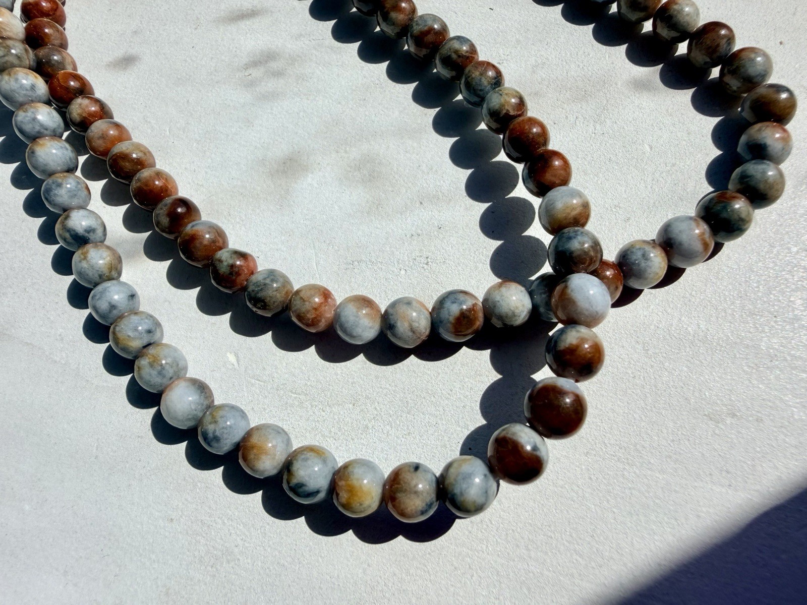 jadeite burma necklace 6.5m red gray half half type A Burmese jade 翡翠 红乌鸡无烧