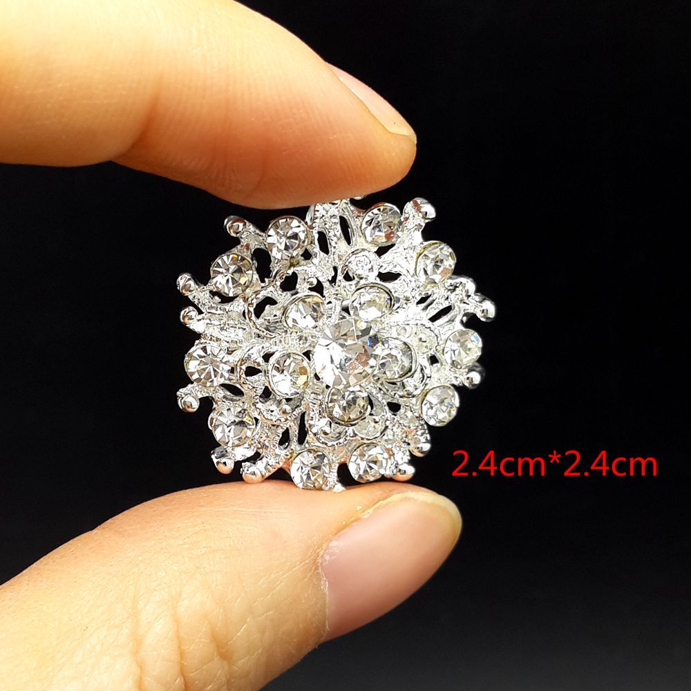Lot32 Bulk Alloy Silver Rhinestone Crystal Flower Brooches Pins DIY Bouquet