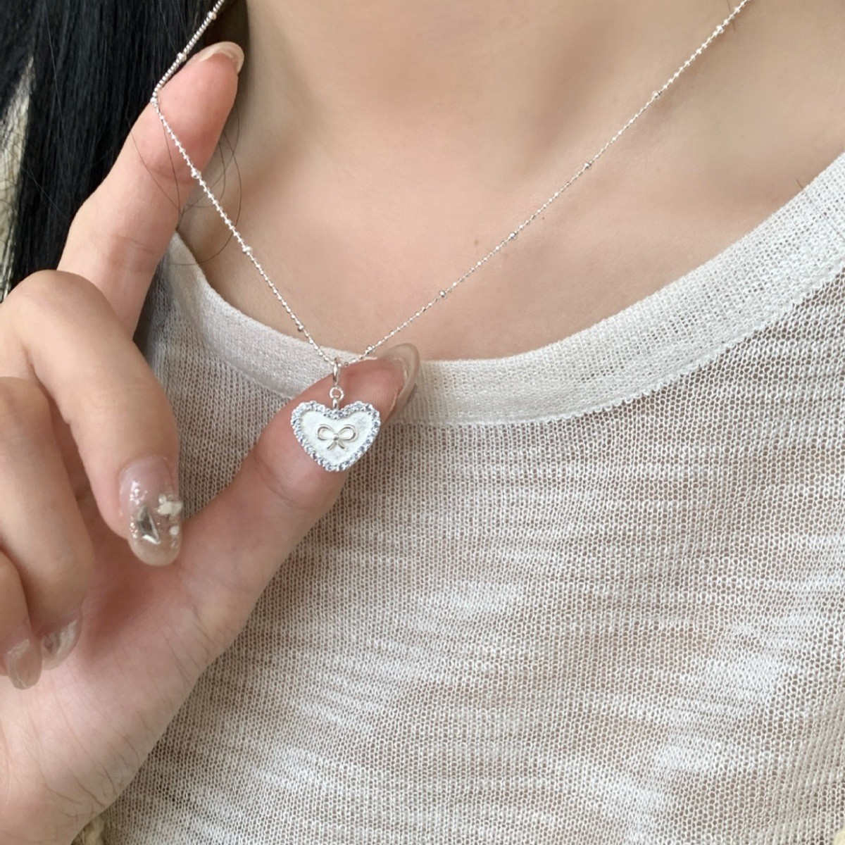 925 Sterling Silver Heart Necklace Gift for Women Minimalist Love Pendant with G