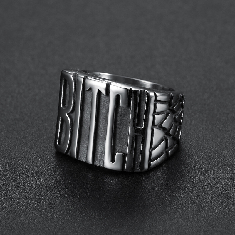 Punk Style BITCH Ring Stainless Steel Men Women Party Accessories Ring Biker New