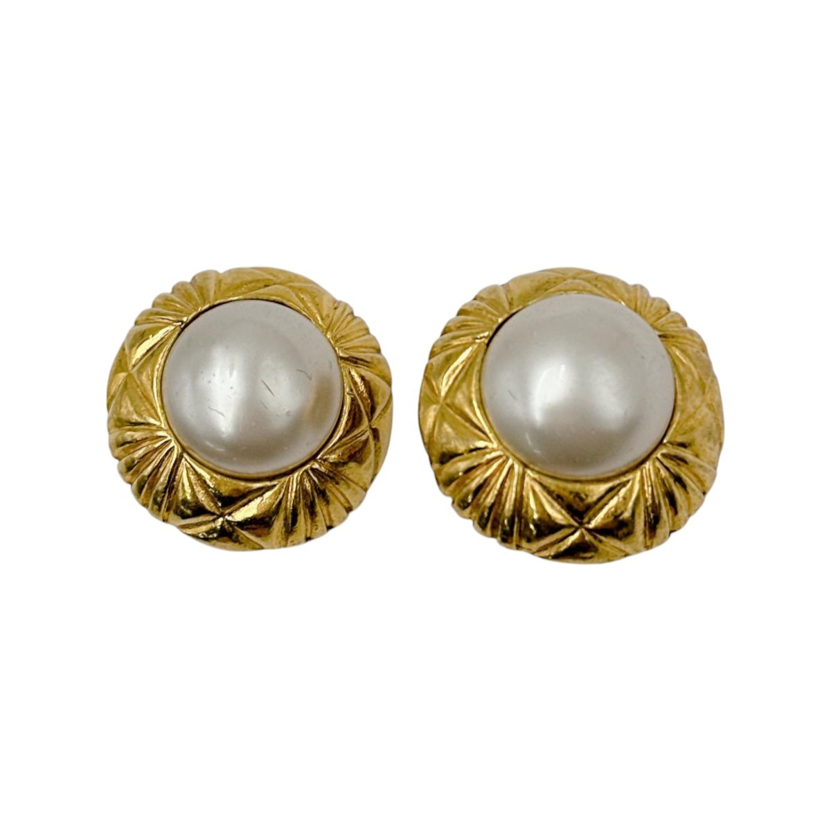 CHANEL Vintage Gold Plated Earring Fashion Jewelry Accessories Gold Women