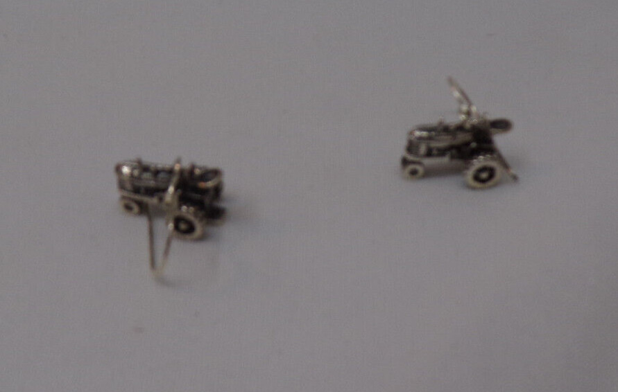 Silver Tone Tractor Dangling Earrings New Without Tags