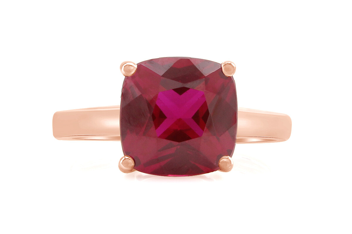 3 Ct Simulated Ruby Solitaire Wedding Ring 14k Rose Gold Plated Sterling Silver