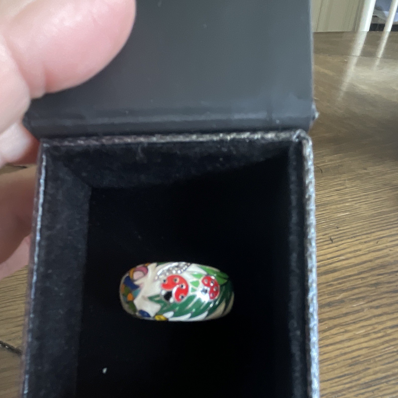 Belle Étoile Multicolor Floral Enamel Dome Ring Sterling Silver 925 Size 8