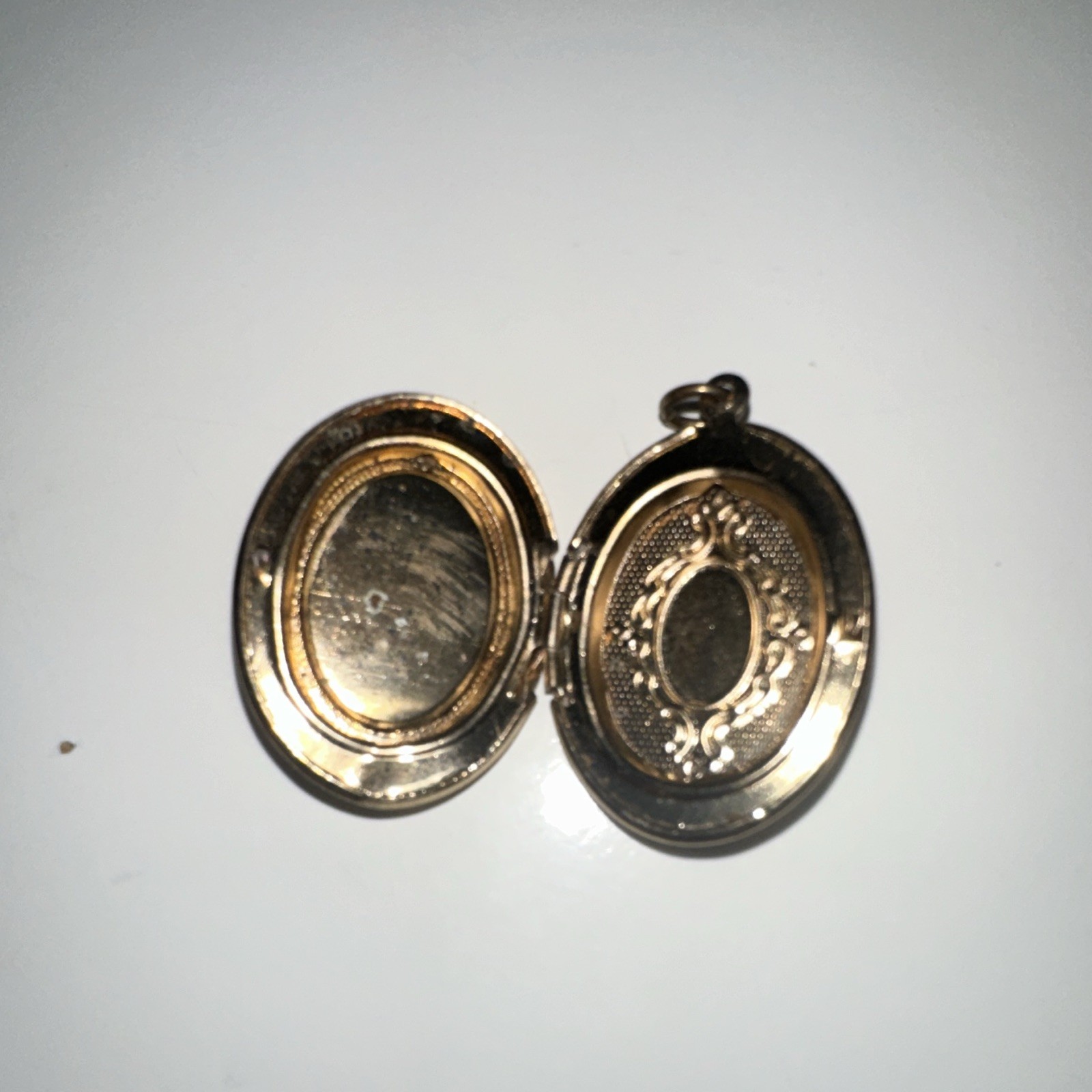 Silver Tone Oval Photo Locket Pendant Blue & White Enamel Anchor Nautical