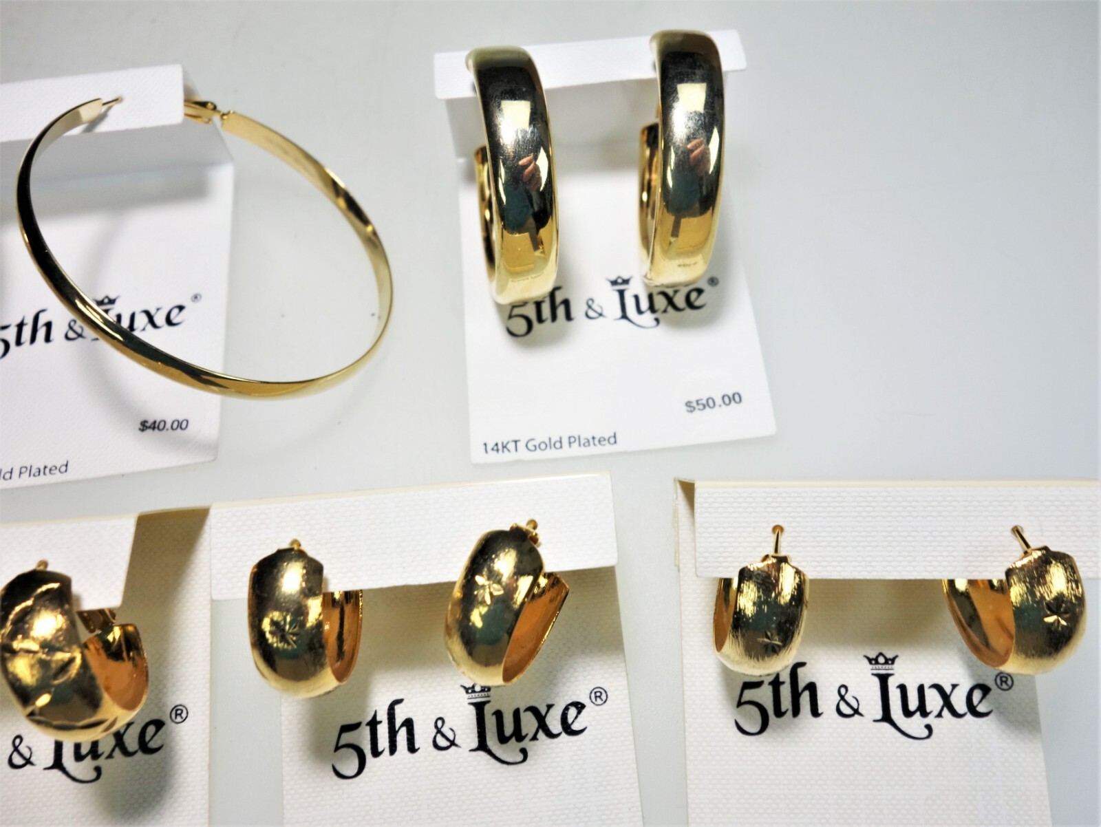 8 Pair 5th & Luxe Hoop 14kt Gold Plated Pierced Earrings